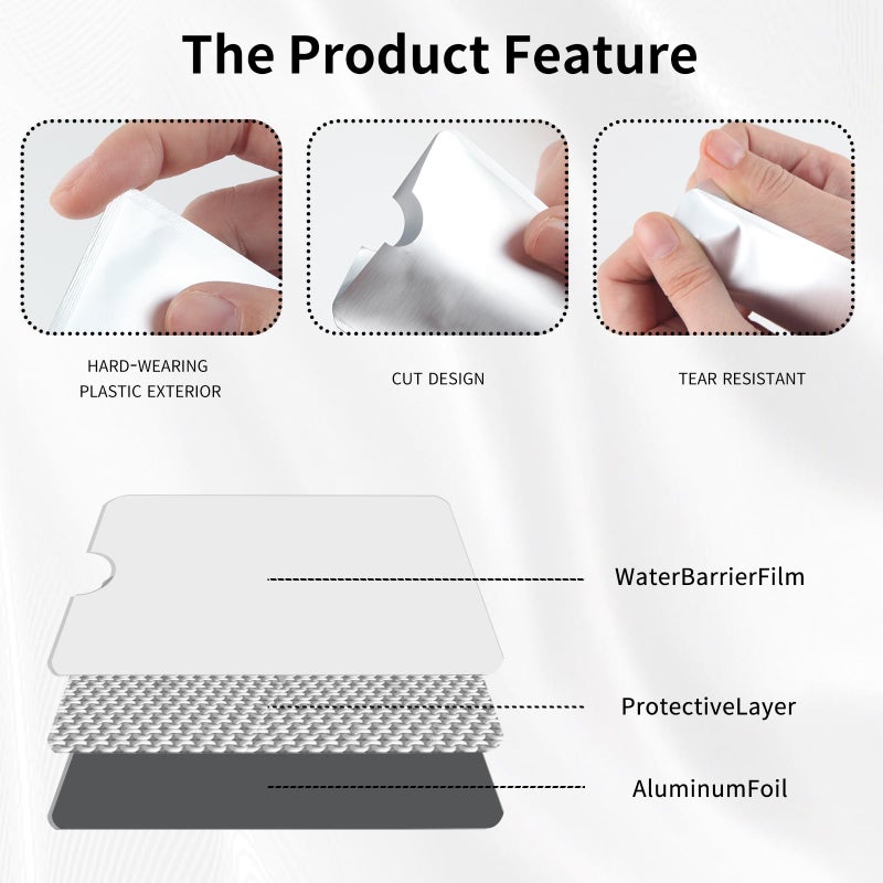 Owfeel RFID Blocking Secure Credit Card Sleeves Pack Of 15 Contactless Card Protection Holders Credit Card ID Anti Theft WaterProof Protector- Silver - Image 3